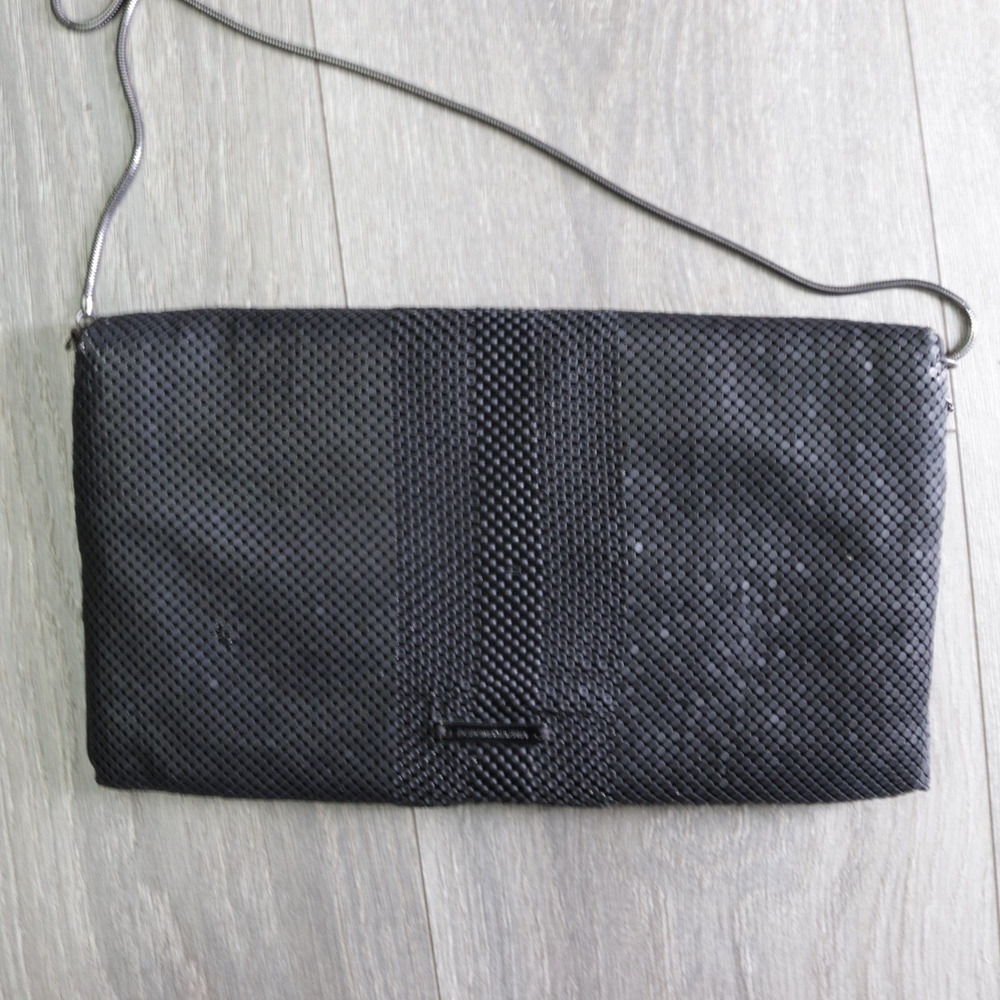 BCBGMAZAZRIA Crossbody Handbag S Black Mini Metal Mesh Envelope Purse Bag